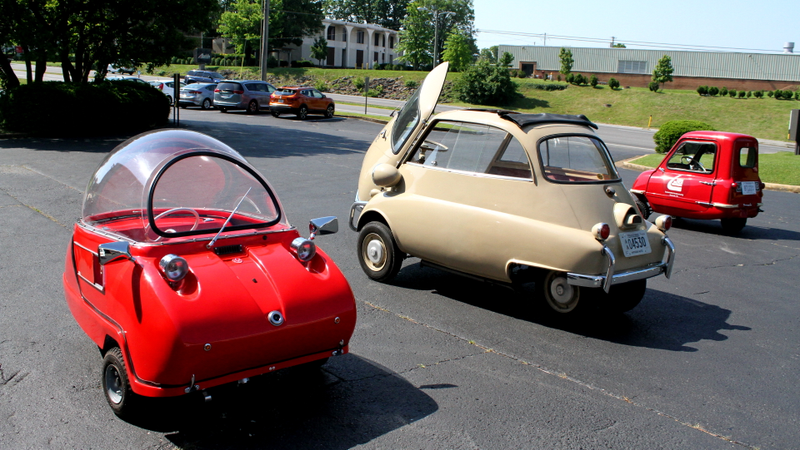 Microcars at the Lane Motor Museum, left to right: Peel Trident, BMW Isetta, Peel P50. Photo credit: Stef Schrader